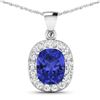 Image 1 : 14KT White Gold 3.1ctw Tanzanite and Diamond Pendant