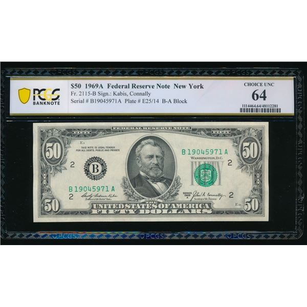 1969A $50 New York FRN PCGS 64