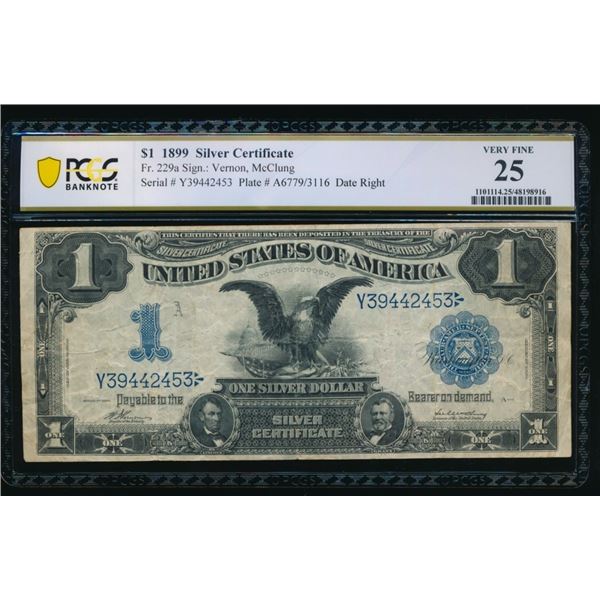 1899 $1 Black Eagle Silver Certificate PCGS 25