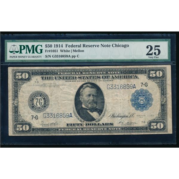 1914 $50 Chicago FRN PMG 25