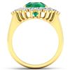 Image 4 : 14KT Yellow Gold 2.85ctw Zambian Emerald and Diamond Ring
