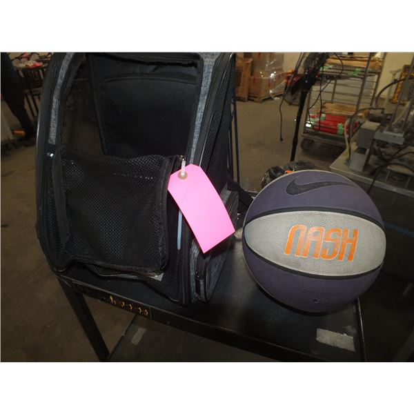 Small Pet Backpack & Basketball