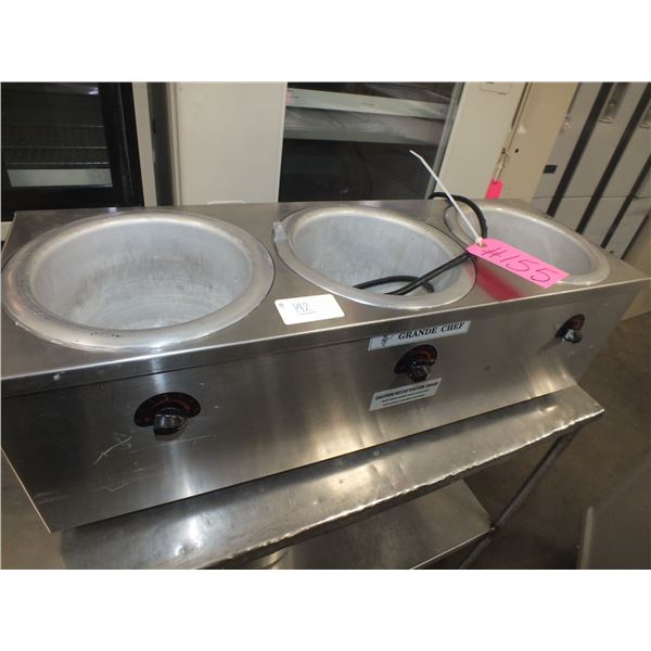 3 Bay Soup Pot Warmer w/ 2 Soup Pots