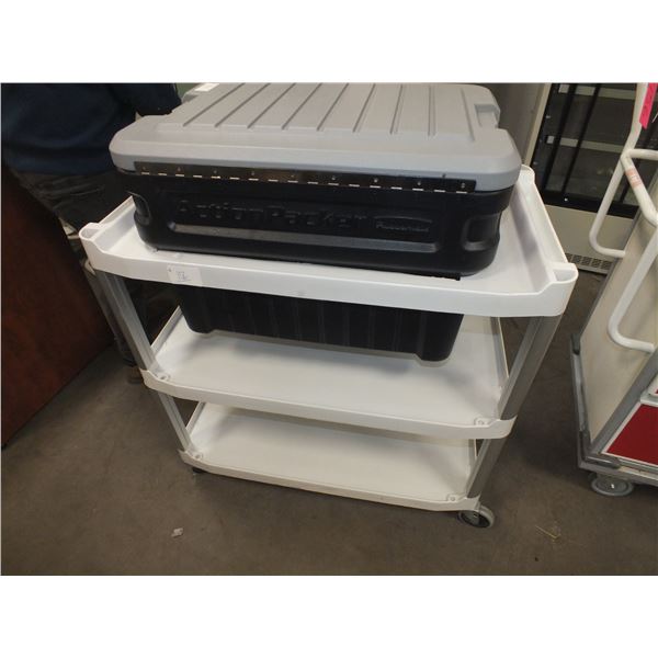 Plastic Cart On wheels w/ Bin