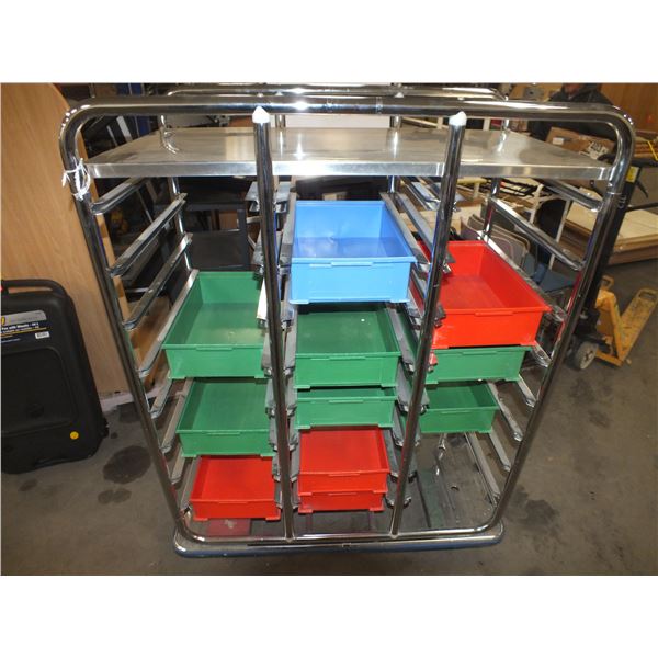 Stainless Steel storage Cart On Wheels w/ 11 Bins