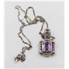 Image 1 : STERLING SILVER NECKLACE & PENDANT AMETHYST LIKE
