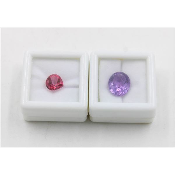 #89-NATURAL AMETHYST 4.15 CT & PINK TOPAZ 2.41 CT