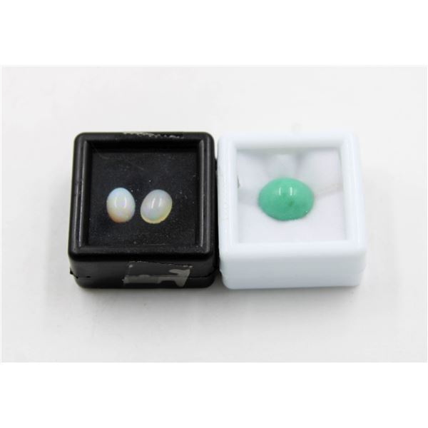 #186-NATURAL CHYSOPRASE 4.90CT  & OPAL 1.25CT