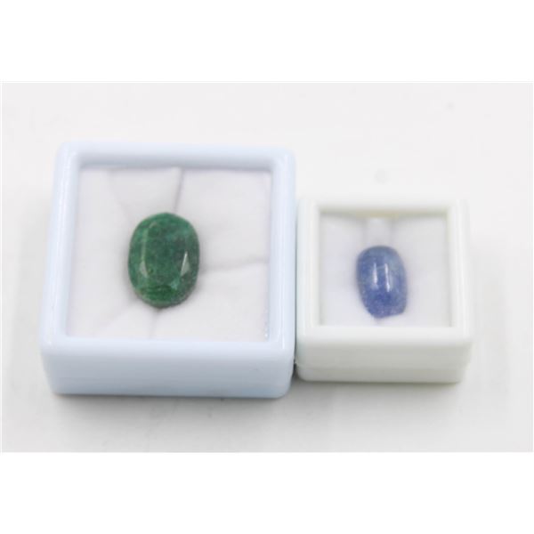 #105- NATURAL  TAZANITE 6.15CT  & EMERLAD 12.95CT