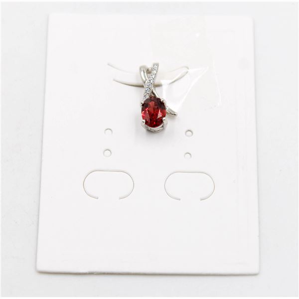#200-NATURAL RED GARNET & CZ PENDANT