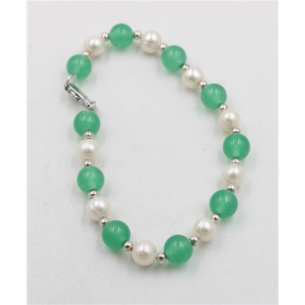 #125-AVENTURINE & FRESH WATER PEARL 7-8MM/7.5"