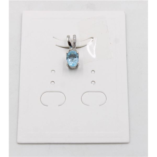 #246-NATURAL SKY BLUE TOPAZ & CZ PENDANT