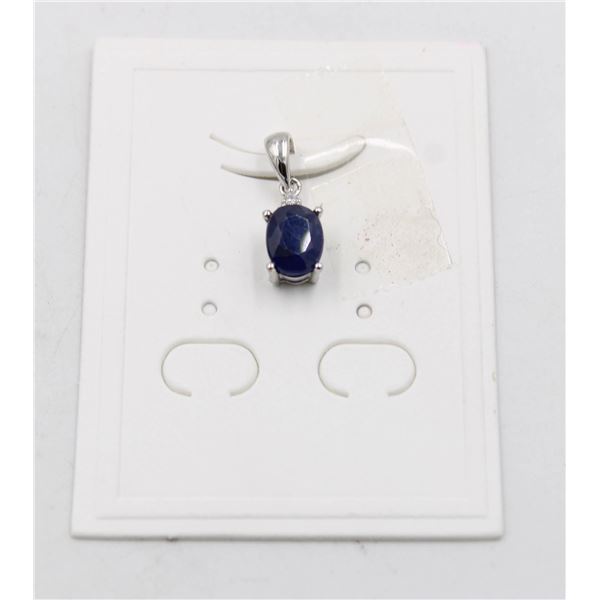#262-HEATED BLUE SAPPHIRE & CZ  PENDANT