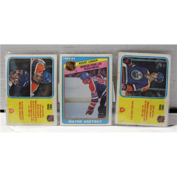 LOT OF 3 OILERS' WAYNE GRETZKY 1980'S HOCKEY