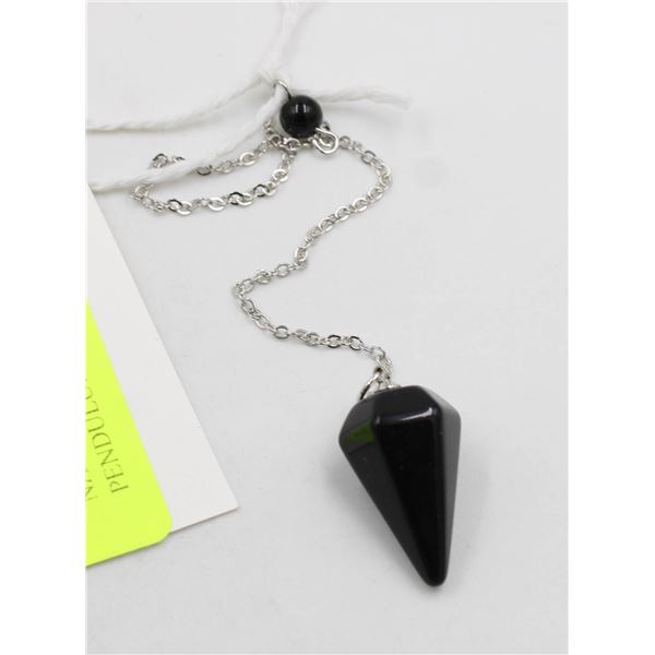 NATURAL STONE BLACK AGATE PENDULUM HEALING