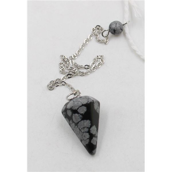 NATURAL STONE SNOW FLAKE PENDULUM HEALING CRYSTAL
