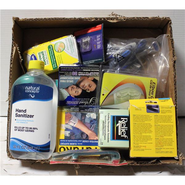 FLAT OF TOILETRIES - RAZOR BLADES, FIRST AID