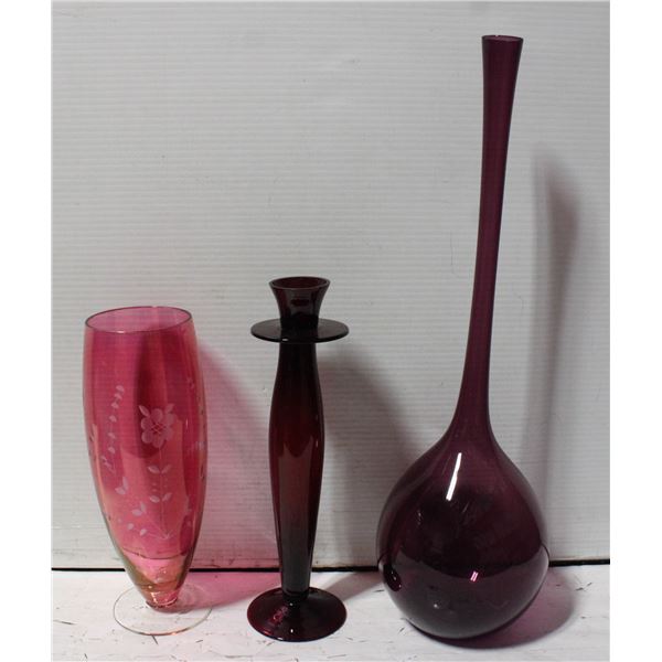 CRANBERRY, AMETHYST & RED GLASS DECOR