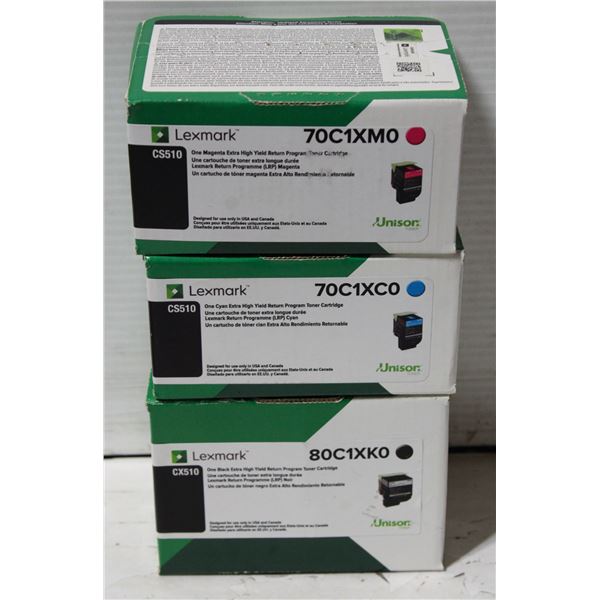 LOT OF 3 NEW LEXMARK TONERS