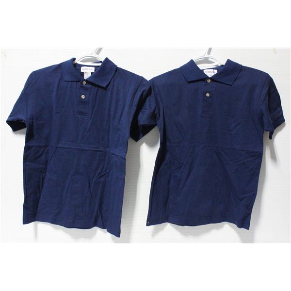2 NEW HARMONY BLUE POLO SHIRTS SIZE XXS