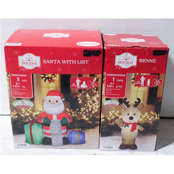 BOX WITH 2 INFLATABLE LIGHT UP XMAS DECORATIONS
