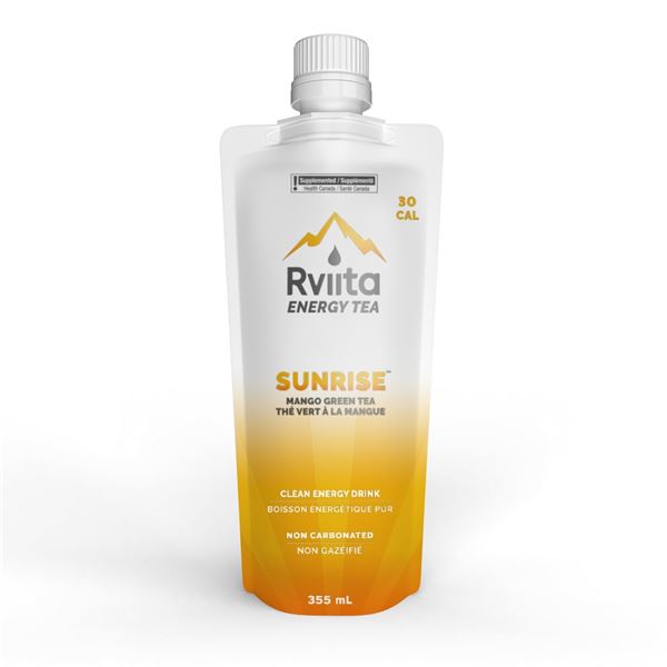 NEW 2 X 355ML RVIITA ENERGY TEA SUNRISE MANGO TEA