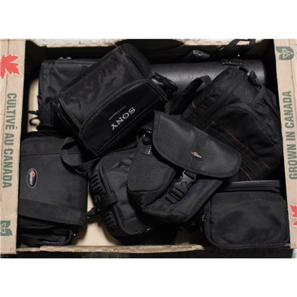 FLAT OF CAMERA CASES  INCL SONY,FUJI LOWEPRO &