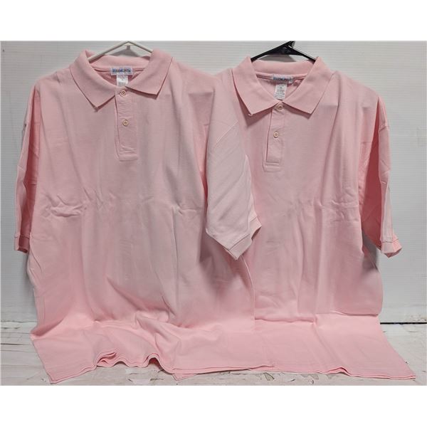 2 NEW HARMONY LIGHT PINK POLO SHIRTS SIZE XL