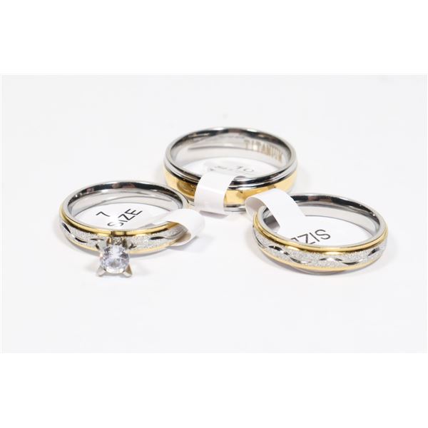 NEW 3 PC COUPLES RING SET. WOMEN'S SIZE 7
