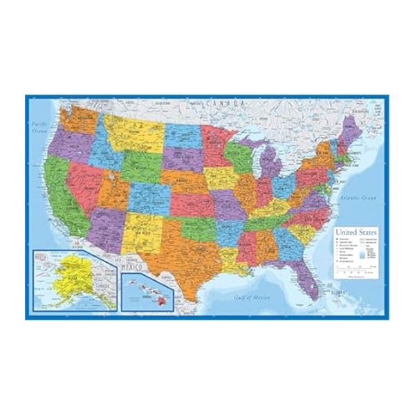 NEW UNITED STATES OF AMERICA PLASTIC MAP