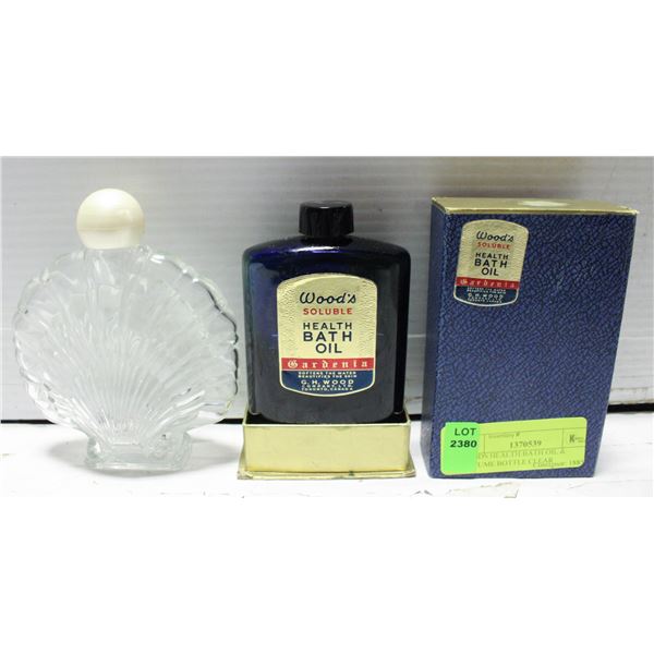WOODS HEALTH BATH OIL & PERFUME BOTTLE CLEAR