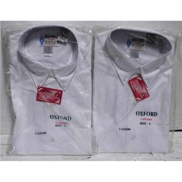 NEW MEN'S SHIRTS 2 OXFORD WHITE SIZE L