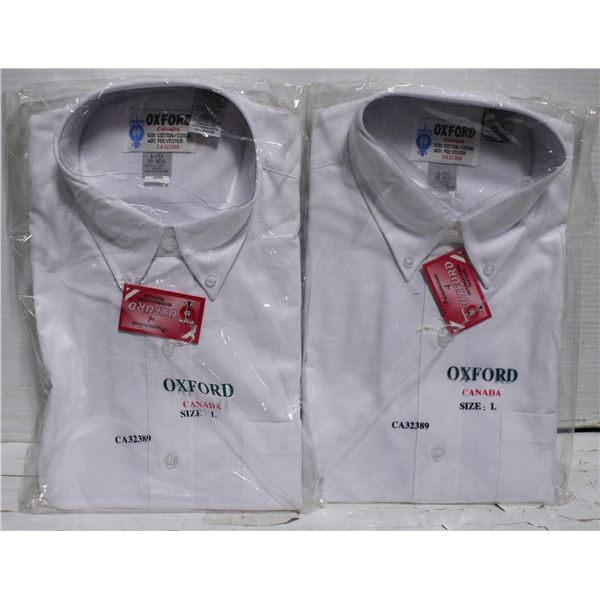NEW MEN'S SHIRTS 2 OXFORD WHITE SIZE L