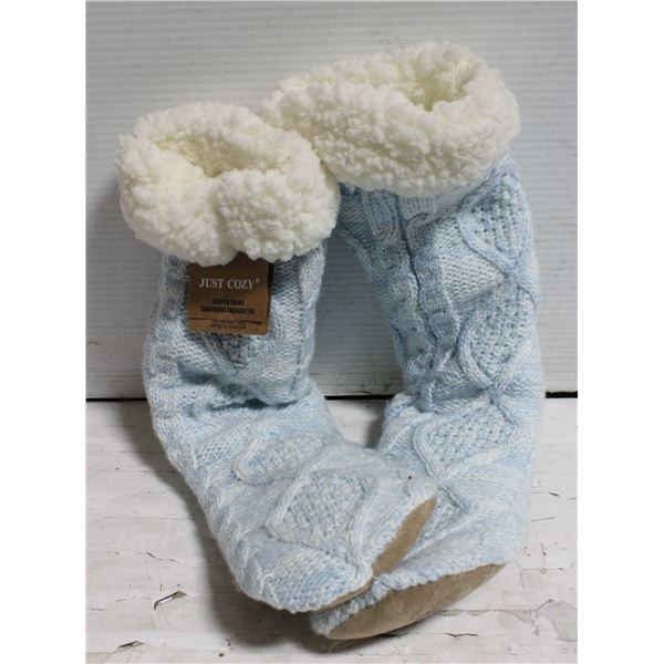JUST COZY LARGE SLIPPER SOCKS BLUE