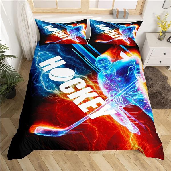 NEW ICE HOCKEY DUVET COVER SET COMES WITH 2 PILLOW