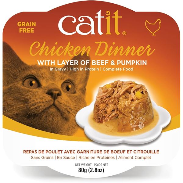 NEW CASE OF 6 CATIT CHICKEN DINNER WITH LAYER OF