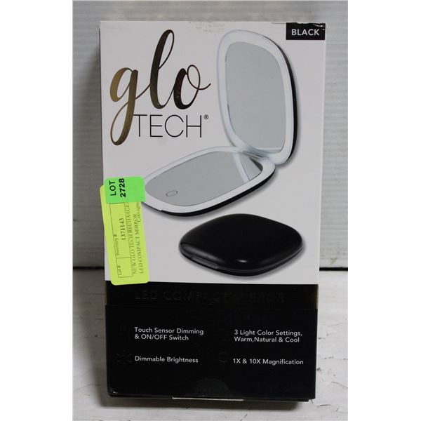 NEW GLO TECH RECHARGEABLE LED COMPACT MIRROR
