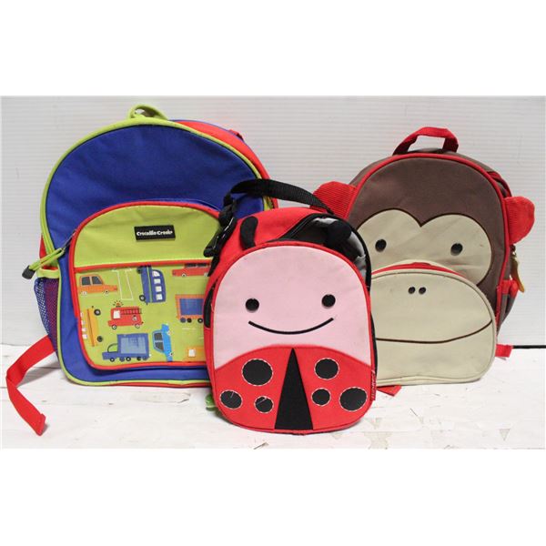 3 GENTLY USED CHILDREN’S BACKPACKS