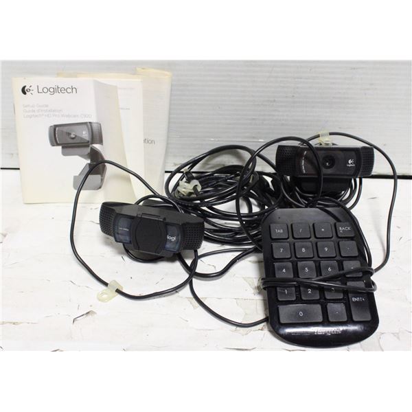 LOT OF 2 LOGITECH WEBCAMS WITH