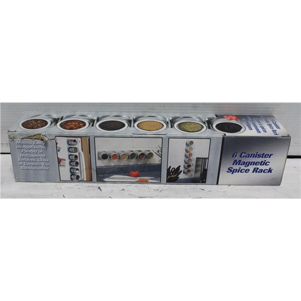 NEW 6 CANISTER MAGNETIC SPICE RACK