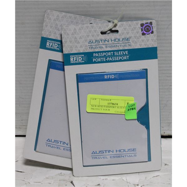 NEW RFID PASSPORT SLEEVE X 2. PROTECT YOUR