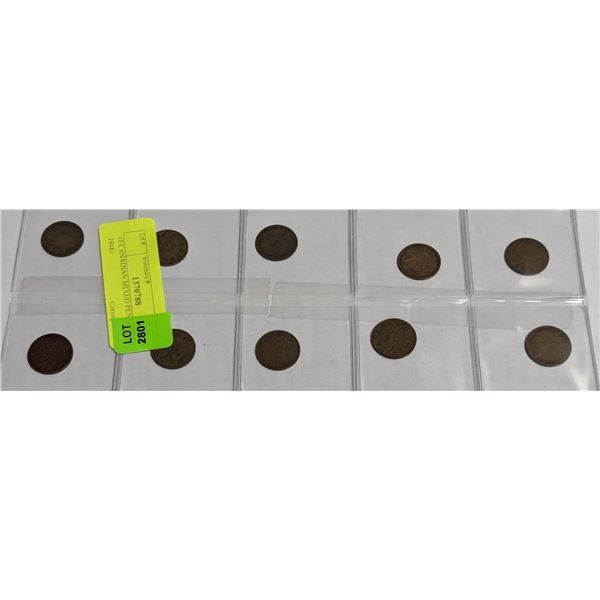 10 CANADIAN MIXED PENNIES (1922 - 1948)