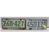 Image 1 : LICENSE PLATES. 1965 BC. 1966 SASK