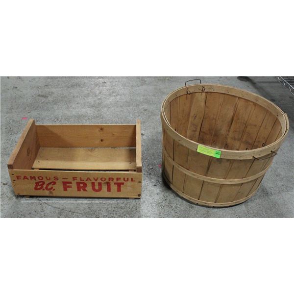 WOOD APPLE BASKET & BOX -ESTATE