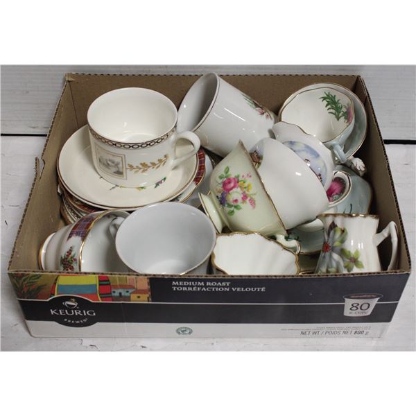 18 PCS BONE CHINA & MORE (CUPS & SAUCERS) -