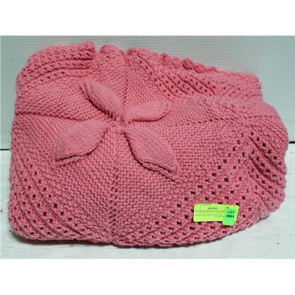 6FT PINK PINWHEEL HANDMADE AFGHAN BLANKET-ESTATE