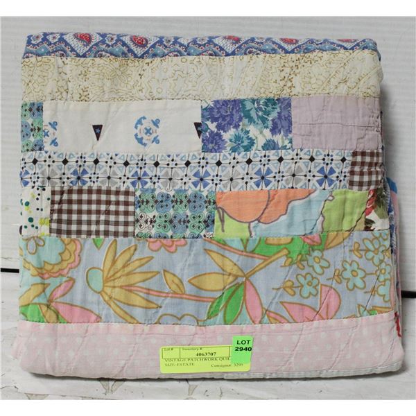 VINTAGE PATCHWORK QUILT KIDS SIZE-ESTATE