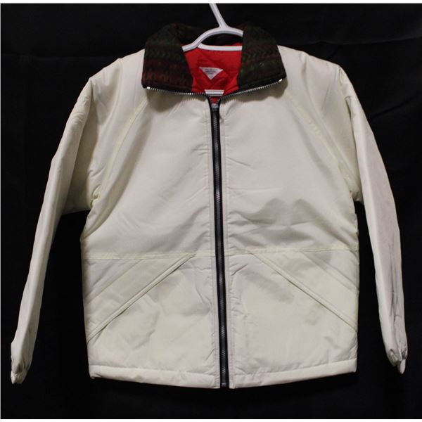 NEW CREAM INSULATED JACKET RED/GREEN COLLAR SMALL