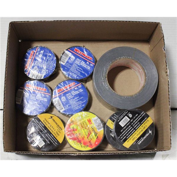 NEW DUCT TAPE AND 10 ELECTRICAL TAPES.