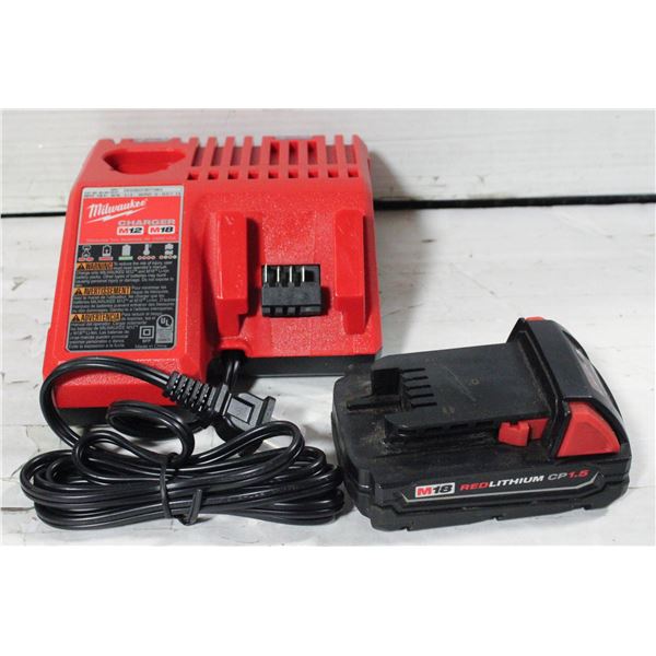NEW MILWAUKEEE 12V/18V RAPID CHARGER AND BATTERY.